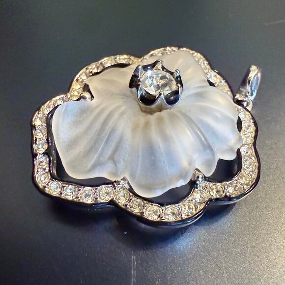 Kenneth Jay Lane Camphor Frosted Flower Rhinestone Pendant - Picture 3 of 6